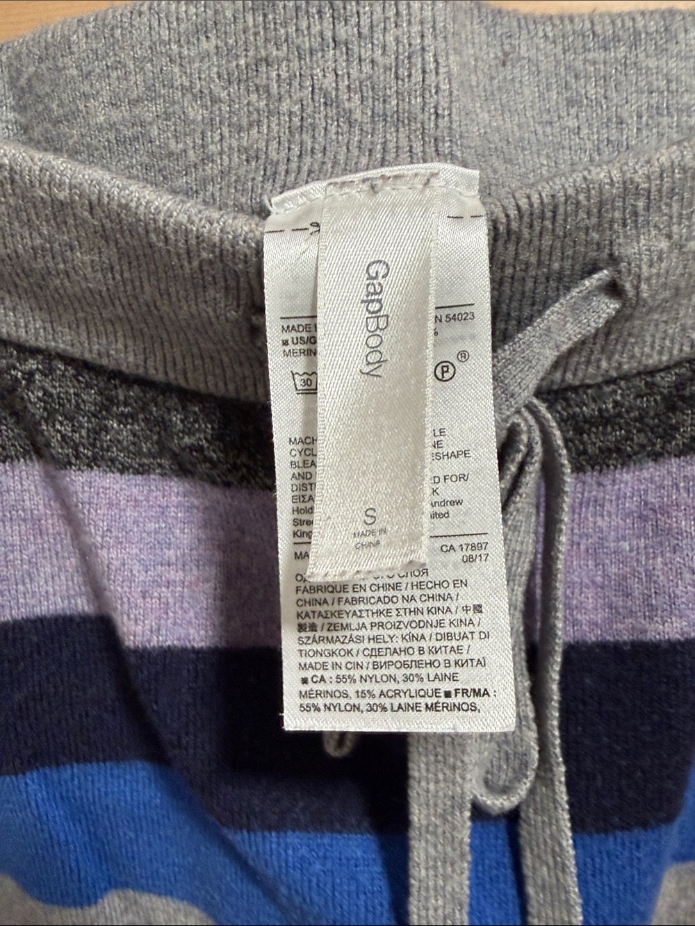 Women's Multicolor Striped Knit Pajama Pants - Gray Waist - Picture 2 of 3